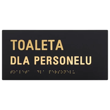 Toaleta dla personelu - tabliczka z pismem Braille'a - czarny matowy akryl - wym. 210x100mm - TAB596