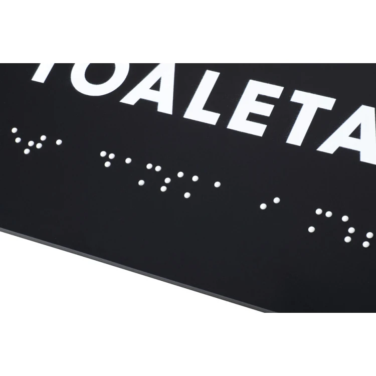 Toaleta koedukacyjna - tabliczka z pismem Braille'a - akryl czarny mat - wym. 180x170mm - DARK - TAB392