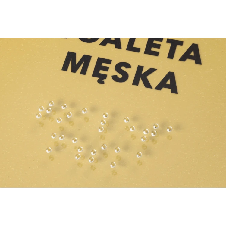 Toaleta męska - tabliczka z plexi z pismem Braille'a na dystansach - wym. 100x160mm - TAB266