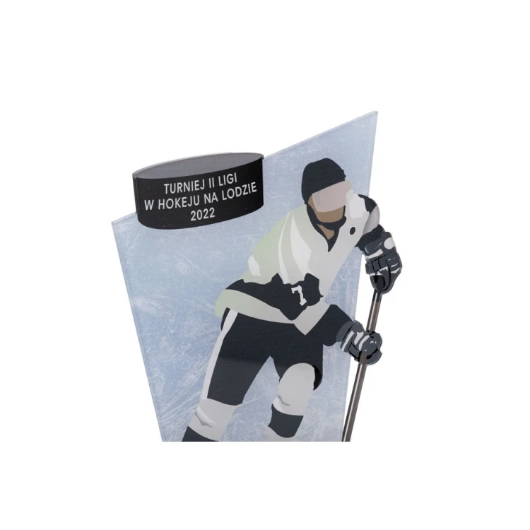 Trofeum akrylowe na drewnianym postumencie - Hokej - wys. 21cm - DTA080