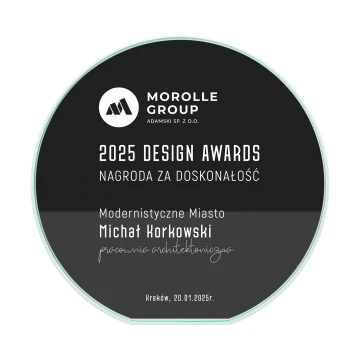 Szklana statuetka okrągła z czarnym nadrukiem UV – nagroda biznesowa, widok frontalny