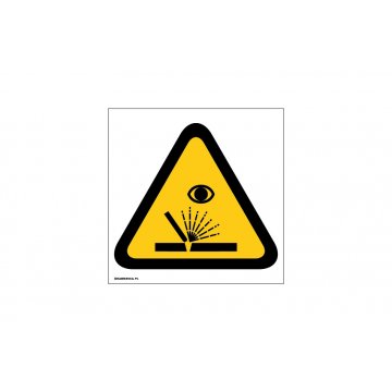 Uwaga niebezpieczeństwo uszkodzenia wzroku - wym. 150x150mm - PVC - druk UV - BHP012