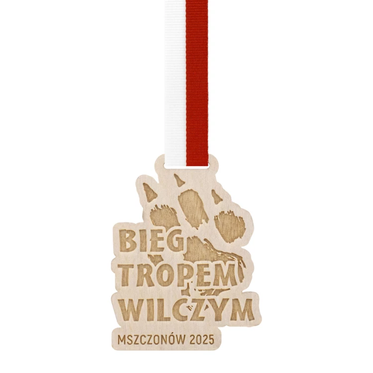 Medal drewniany grawerowany laserem - wymiary: 70x50mm - gr. 3mm - MGR121