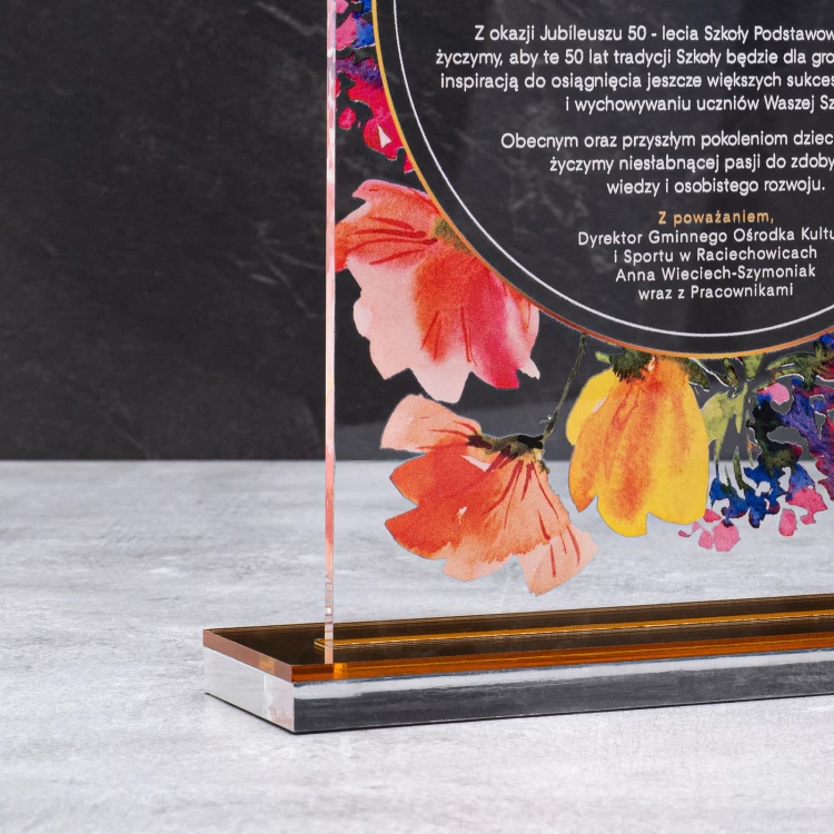Statuetka akrylowa jubileuszowa - prezent na rocznicę - transparentny akryl - wys. 24 cm - DTA126