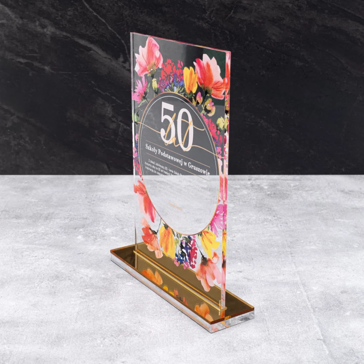 Statuetka akrylowa jubileuszowa - prezent na rocznicę - transparentny akryl - wys. 24 cm - DTA126