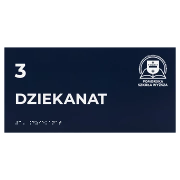 Granatowa tabliczka na drzwi z pismem Braille'a dla niewidomych - wym. 300x150mm - TAB701