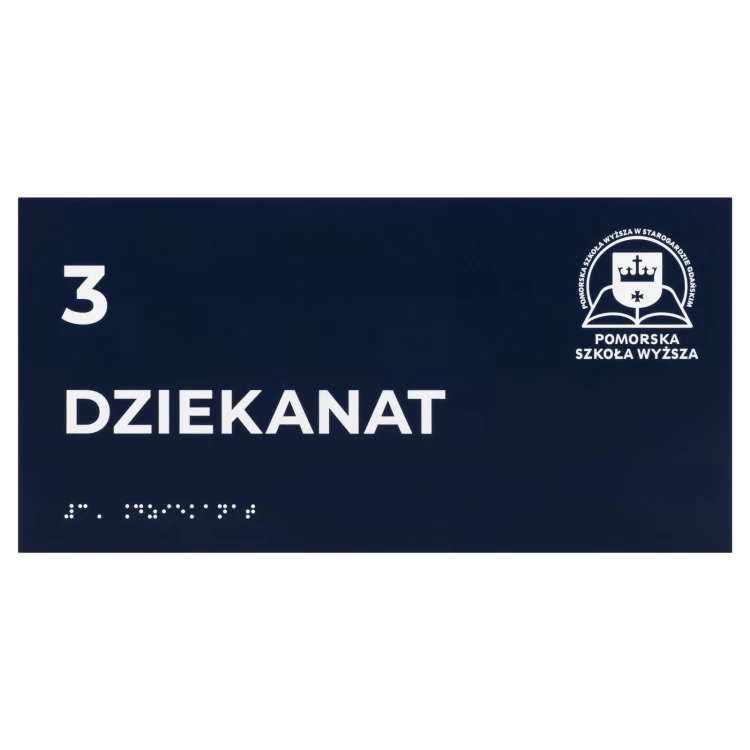 Granatowa tabliczka na drzwi z pismem Braille'a dla niewidomych - wym. 300x150mm - TAB701