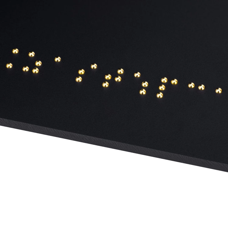 Tabliczka z pismem Braille'a - czarny matowy akryl i złote wypukłe litery wym. 250x110mm - TAB598