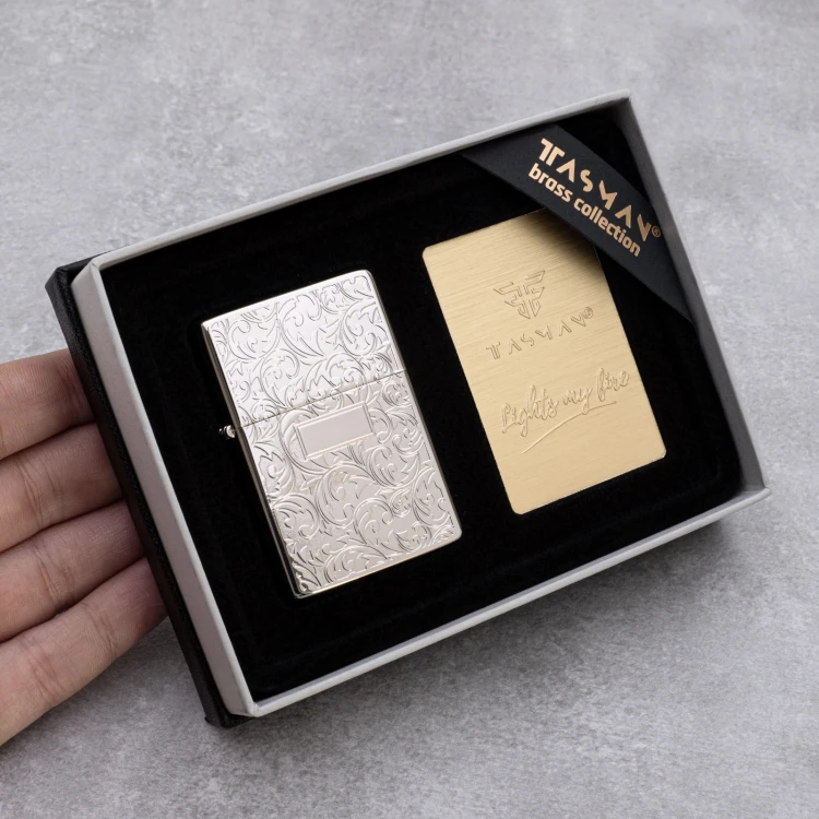 Zapalniczka Tasman BRASS Floral silver - TAS017