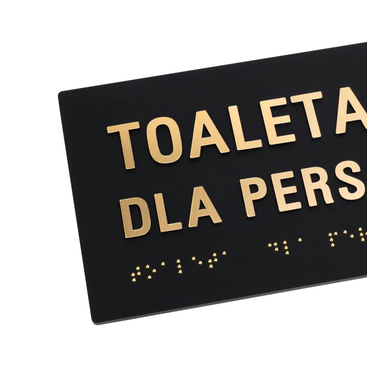 Toaleta dla personelu - tabliczka z pismem Braille'a - czarny matowy akryl - wym. 210x100mm - TAB596