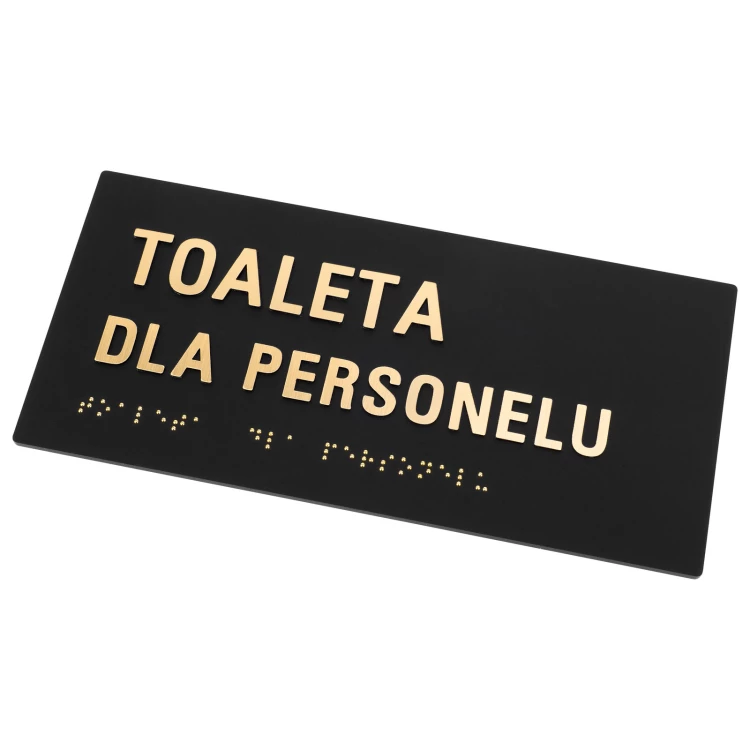 Toaleta dla personelu - tabliczka z pismem Braille'a - czarny matowy akryl - wym. 210x100mm - TAB596