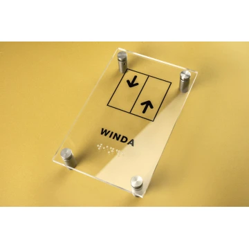 Winda - tabliczka z plexi z alfabetem Braille'a na dystansach - wym. 100x160mm - TAB261