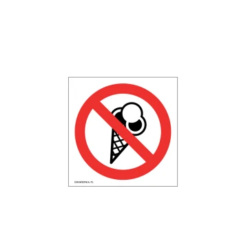 Zakaz spożywania lodów - wym. 120x120mm - PVC - kolorowy druk UV - TAB199