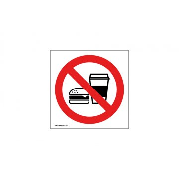Zakaz spożywania posiłków i napojów - wym. 120x120mm - PVC - kolorowy druk UV - TAB198