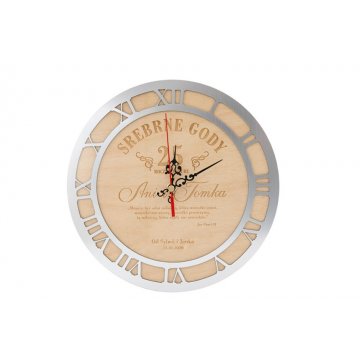  Zegar drewniany - prezent z okazji 25 rocznicy ślubu - ZEG007