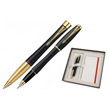 Zestaw Parker URBAN Muted Black GT pióro wieczne i długopis z białym notesem - PAR138-DUO-SW